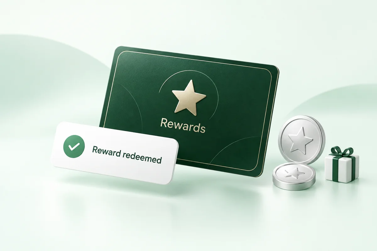 Illustrative loyalty pass and reward redemption